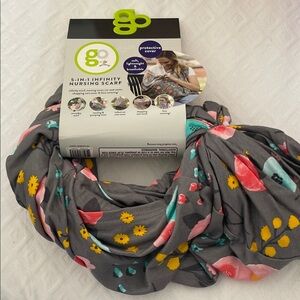 Go 5-in-1 Infinity Nursing Scarf - Gray with Multicolor Floral
